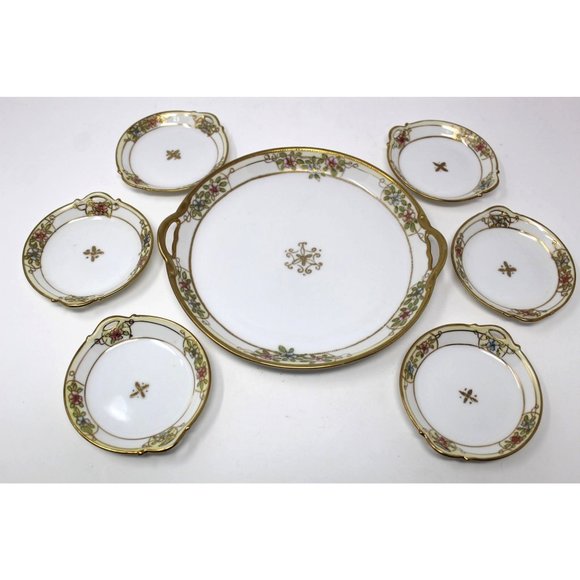 ANTIQUE MORIMURA NIPPON MORIAGE 7 PIECE NUT SERVIN - Picture 1 of 8